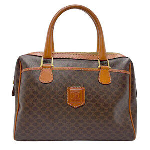 Celine handbag brown Macadam coated canvas leather